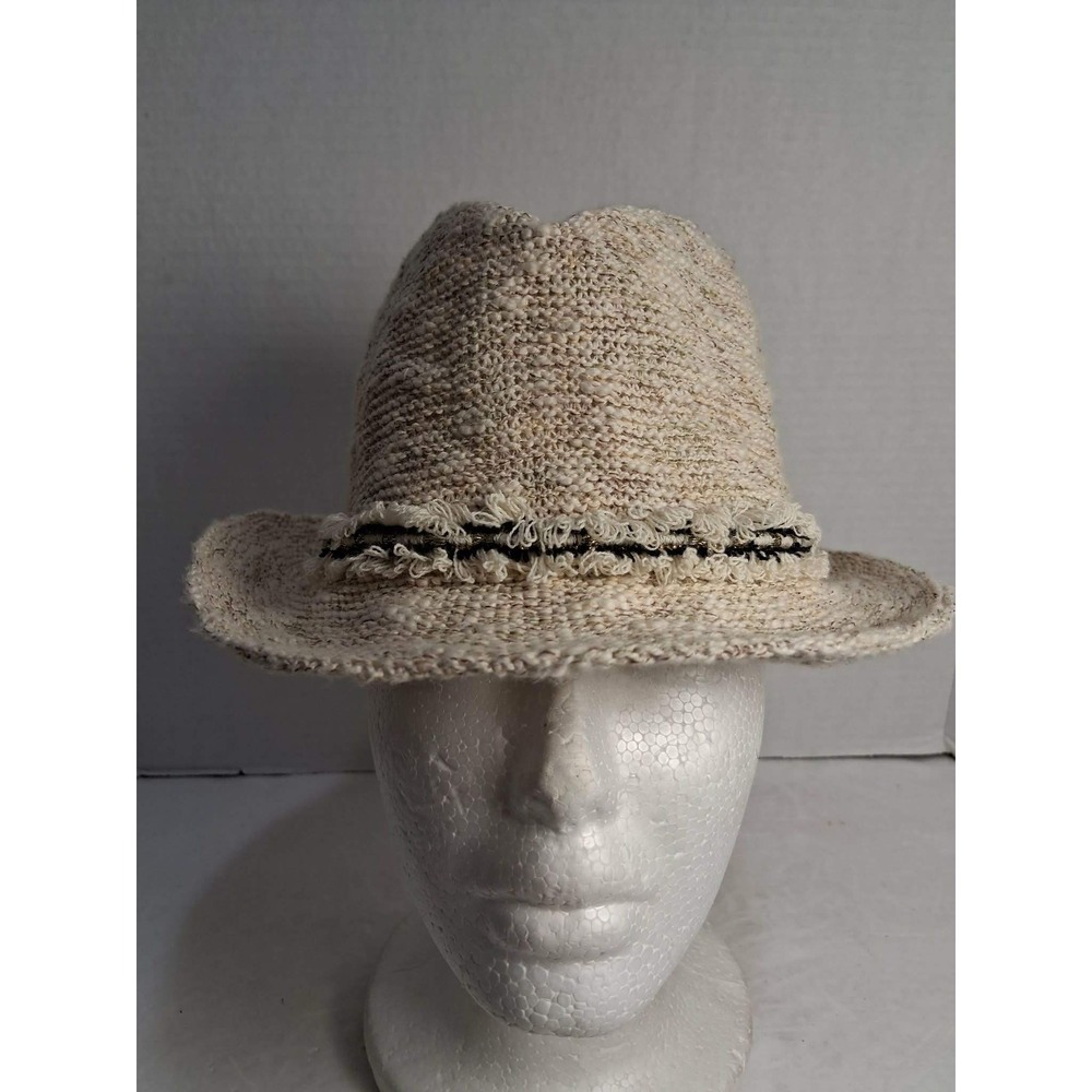 ZARA Straw Fedora Hat with Decorative‎ Trim Beige Summer Fun Assesocories